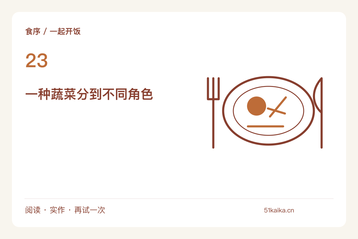 从现有食材设计三道菜,让同一种蔬菜换两种形态主题图解